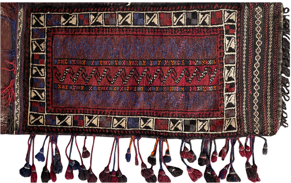 26157-Balutch Camel Bag Hand-Knotted/Handmade Prersian Rug/Carpet Tribal/Nomadic Authentic /Size/: 3'10" x 1'8"