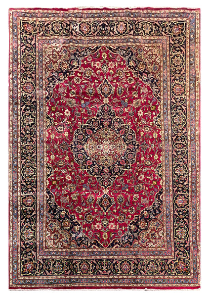 25731-Mashad Hand-Knotted/Handmade Persian Rug/Carpet Traditional Authentic/ Size: 11'6" x 7'11"