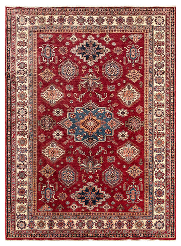 25849-Royal Kazak Hand-Knotted/Handmade Afghan Rug/Carpet Tribal/Nomadic Authentic/ Size: 9'4" x 6'9"