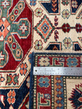 25847-Royal Kazak Hand-Knotted/Handmade Afghan Rug/Carpet Tribal/Nomadic Authentic/ Size: 9'2" x 8'0"