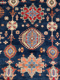 25841-Royal Kazak Hand-Knotted/Handmade Afghan Rug/Carpet Tribal/Nomadic Authentic/ Size: 9'7" x 8'2"