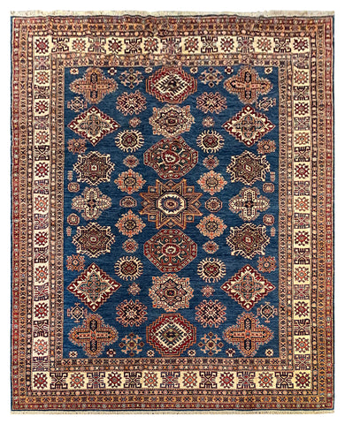25842-Royal Kazak Hand-Knotted/Handmade Afghan Rug/Carpet Tribal/Nomadic Authentic/ Size: 10'2" x 8'1"