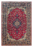 25755- Isfahan Persian Hand-Knotted Authentic/Traditional Carpet/wool pile/cotton base/Rug / Size: 9'6" x 6'6"