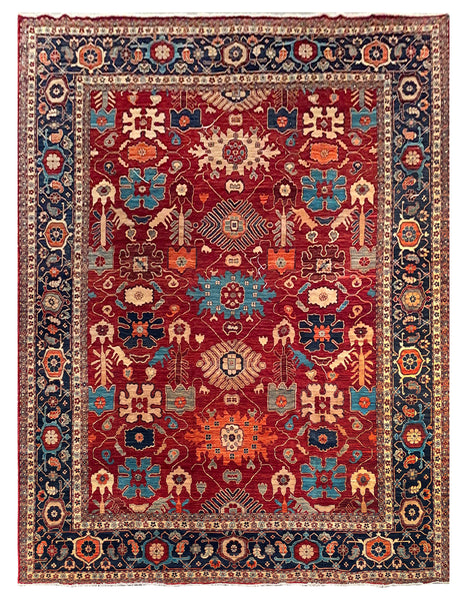 26112-Royal Chobi Ziegler Hand-knotted/Handmade Afghan Rug/Carpet Traditional Authentic/ Size: 12'0" x 8'9"