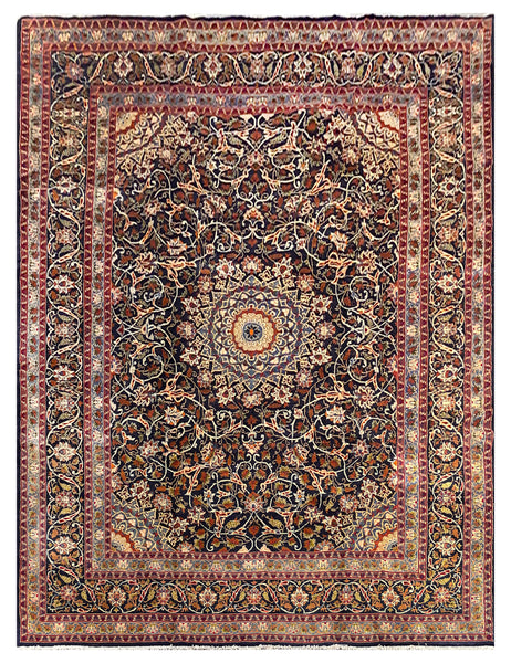 25797-Mashad Hand-Knotted/Handmade Persian Rug/Carpet Traditional Authentic/ Size: 12'8" x 9'6"