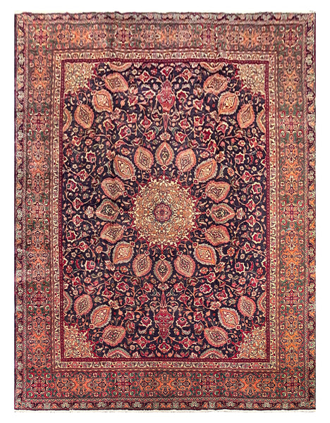 25796-Mashad Hand-Knotted/Handmade Persian Rug/Carpet Traditional Authentic/ Size: 13'0" x 9'9"/396cm x 217cm