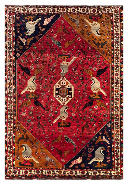 25767- Shiraz Persian Hand-weaved Authentic/Traditional Nomadic/Tribal / Size: 9'9" x 6'6"