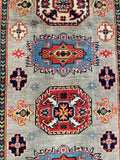 26008-Kazak Hand-Knotted/Handmade Afghan Rug/Carpet Tribal/Nomadic Authentic/ Size: 9'8" x 3'0"