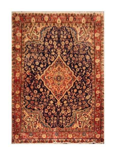 23007 - Hamadan Hand-Knotted/Handmade Persian Rug/Carpet Traditional Authentic/Size: 4'11" x 3'7"