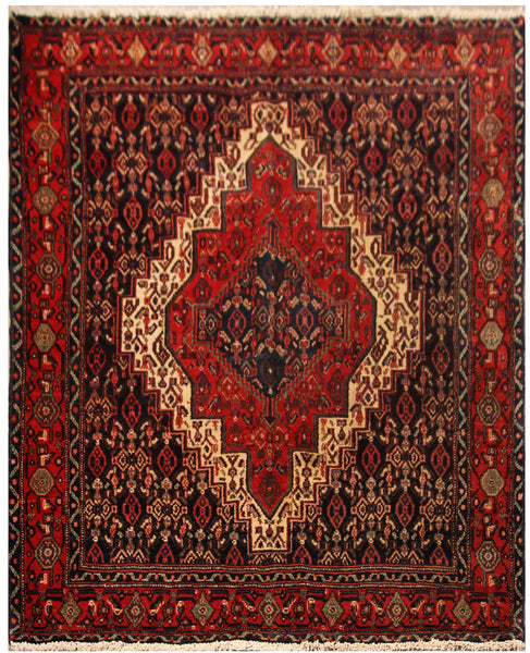 22935 - Senneh Hand-Knotted/Handmade Persian Rug/Carpet Tribal/Nomadic Authentic/Size: 5'1" x 3'11"