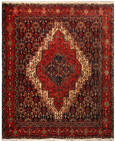 22935 - Senneh Hand-Knotted/Handmade Persian Rug/Carpet Tribal/Nomadic Authentic/Size: 5'1" x 3'11"