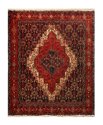 22935 - Senneh Hand-Knotted/Handmade Persian Rug/Carpet Tribal/Nomadic Authentic/Size: 5'1" x 3'11"