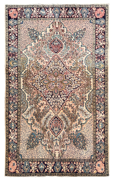 25733-Sarough Hand-Knotted/Handmade Persian Rug/Silk+wool pile/Carpet Traditional/Authentic/ Size: 7'7" x 4'7"