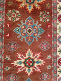 26011-Kazak Hand-Knotted/Handmade Afghan Rug/Carpet Tribal/Nomadic Authentic/ Size/: 9'7" x 2'9"