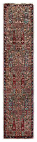 26122-Royal Chobi Ziegler Hand-knotted/Handmade Afghan Rug/Carpet Traditional Authentic/ Size: 11'7" x 2'6"