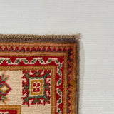 26010-Kazak Hand-Knotted/Handmade Afghan Rug/Carpet Tribal/Nomadic Authentic/ Size: 9'5" x 2'8" / 287cm x 81cm