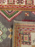 26010-Kazak Hand-Knotted/Handmade Afghan Rug/Carpet Tribal/Nomadic Authentic/ Size: 9'5" x 2'8" / 287cm x 81cm