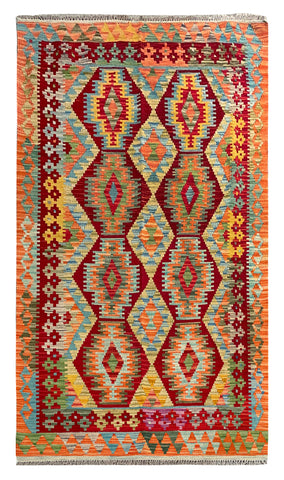 25919- Kelim Hand-Woven/Flat Weaved/Handmade Afghan /Carpet Tribal/Nomadic Authentic/Size: 7'1" x 3'10"