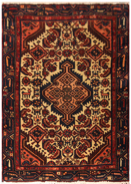 23078 - Hamadan Hand-Knotted/Handmade Persian Rug/Carpet Traditional Authentic/Size: 4'0" x 2'6"