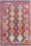 25932- Kelim Hand-Woven/Flat Weaved/Handmade Afghan /Carpet Tribal/Nomadic Authentic/Size: 6'3" x 4'2"