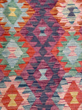 25932- Kelim Hand-Woven/Flat Weaved/Handmade Afghan /Carpet Tribal/Nomadic Authentic/Size: 6'3" x 4'2"