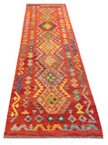 25923- Kelim Hand-Woven/Flat Weaved/Handmade Afghan /Carpet Tribal/Nomadic Authentic/Size: 9'7" x 2'10"
