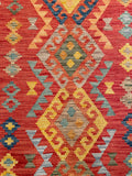 25923- Kelim Hand-Woven/Flat Weaved/Handmade Afghan /Carpet Tribal/Nomadic Authentic/Size: 9'7" x 2'10"
