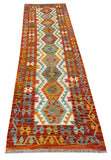 25953- Kelim Hand-Woven/Flat Weaved/Handmade Afghan /Carpet Tribal/Nomadic Authentic/Size: 9'6" x 2'9"