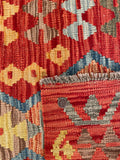 25943- Kelim Hand-Woven/Flat Weaved/Handmade Afghan /Carpet Tribal/Nomadic Authentic/Size: 9'10" x 2'11"