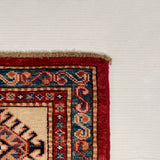 26083-Royal Kazak Hand-Knotted/Handmade Afghan Rug/Carpet Tribal/Nomadic Authentic/ Size: 9'11" x 6'9"