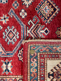 26083-Royal Kazak Hand-Knotted/Handmade Afghan Rug/Carpet Tribal/Nomadic Authentic/ Size: 9'11" x 6'9"
