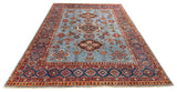 25846-Royal Kazak Hand-Knotted/Handmade Afghan Rug/Carpet Tribal/Nomadic Authentic/ Size: 9'10" x 6'11"
