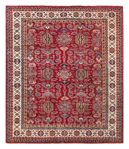 26084-Royal Kazak Hand-Knotted/Handmade Afghan Rug/Carpet Tribal/Nomadic Authentic/ Size: 9'9" x 8'3"