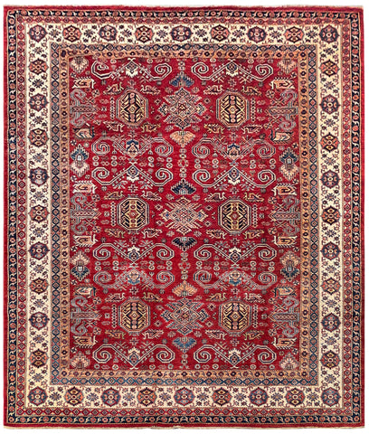 26084-Royal Kazak Hand-Knotted/Handmade Afghan Rug/Carpet Tribal/Nomadic Authentic/ Size: 9'9" x 8'3"