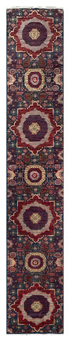 26117-Royal Chobi Ziegler Hand-knotted/Handmade Afghan Rug/Carpet Traditional Authentic/ Size: 15'7" x 2'5"