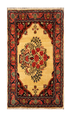 23057- Bidjar Persian Hand-knotted Authentic/Traditional Carpet/Rug/ Size: 3'10" x 2'2"