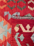 25960- Kelim Hand-Woven/Flat Weaved/Handmade Afghan /Carpet Tribal/Nomadic Authentic/Size: 9'9" x 2'7"