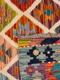 25857- Kelim Hand-Woven/Flat Weaved/Handmade Afghan /Carpet Tribal/Nomadic Authentic/Size: 3'10" x 2'10"