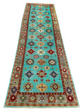 26005-Kazak Hand-Knotted/Handmade Afghan Rug/Carpet Tribal/Nomadic Authentic/ Size: 9'11" x 2'10"