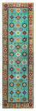 26005-Kazak Hand-Knotted/Handmade Afghan Rug/Carpet Tribal/Nomadic Authentic/ Size: 9'11" x 2'10"