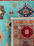 26005-Kazak Hand-Knotted/Handmade Afghan Rug/Carpet Tribal/Nomadic Authentic/ Size: 9'11" x 2'10"