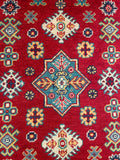 26006-Kazak Hand-Knotted/Handmade Afghan Rug/Carpet Tribal/Nomadic Authentic/ Size: 9'10" x 2'8"