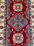 26012-Kazak Hand-Knotted/Handmade Afghan Rug/Carpet Tribal/Nomadic Authentic/ Size: 9'9" x 2'9" / 297cm x 84cm