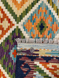 25866- Kelim Hand-Woven/Flat Weaved/Handmade Afghan /Carpet Tribal/Nomadic Authentic/Size: 4'0" x 2'8"
