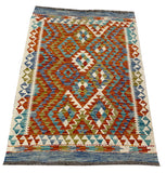 25876- Kelim Hand-Woven/Flat Weaved/Handmade Afghan /Carpet Tribal/Nomadic Authentic/Size: 3'11" x 2'10"