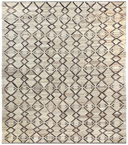 25997- Kelim Hand-Woven/Flat Weaved/Handmade Afghan /Carpet Tribal/Nomadic Authentic/Size: 9'10" x 8'9"