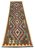 25955- Kelim Hand-Woven/Flat Weaved/Handmade Afghan /Carpet Tribal/Nomadic Authentic/Size: 9'10" x 2'8"