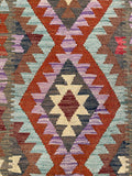 25955- Kelim Hand-Woven/Flat Weaved/Handmade Afghan /Carpet Tribal/Nomadic Authentic/Size: 9'10" x 2'8"