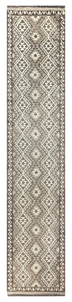 25957- Kelim Hand-Woven/Flat Weaved/Handmade Afghan /Carpet Tribal/Nomadic Authentic/Size: 12'10" x 2'9"