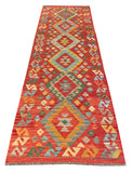 25962- Kelim Hand-Woven/Flat Weaved/Handmade Afghan /Carpet Tribal/Nomadic Authentic/Size: 10'0" x 2'10"